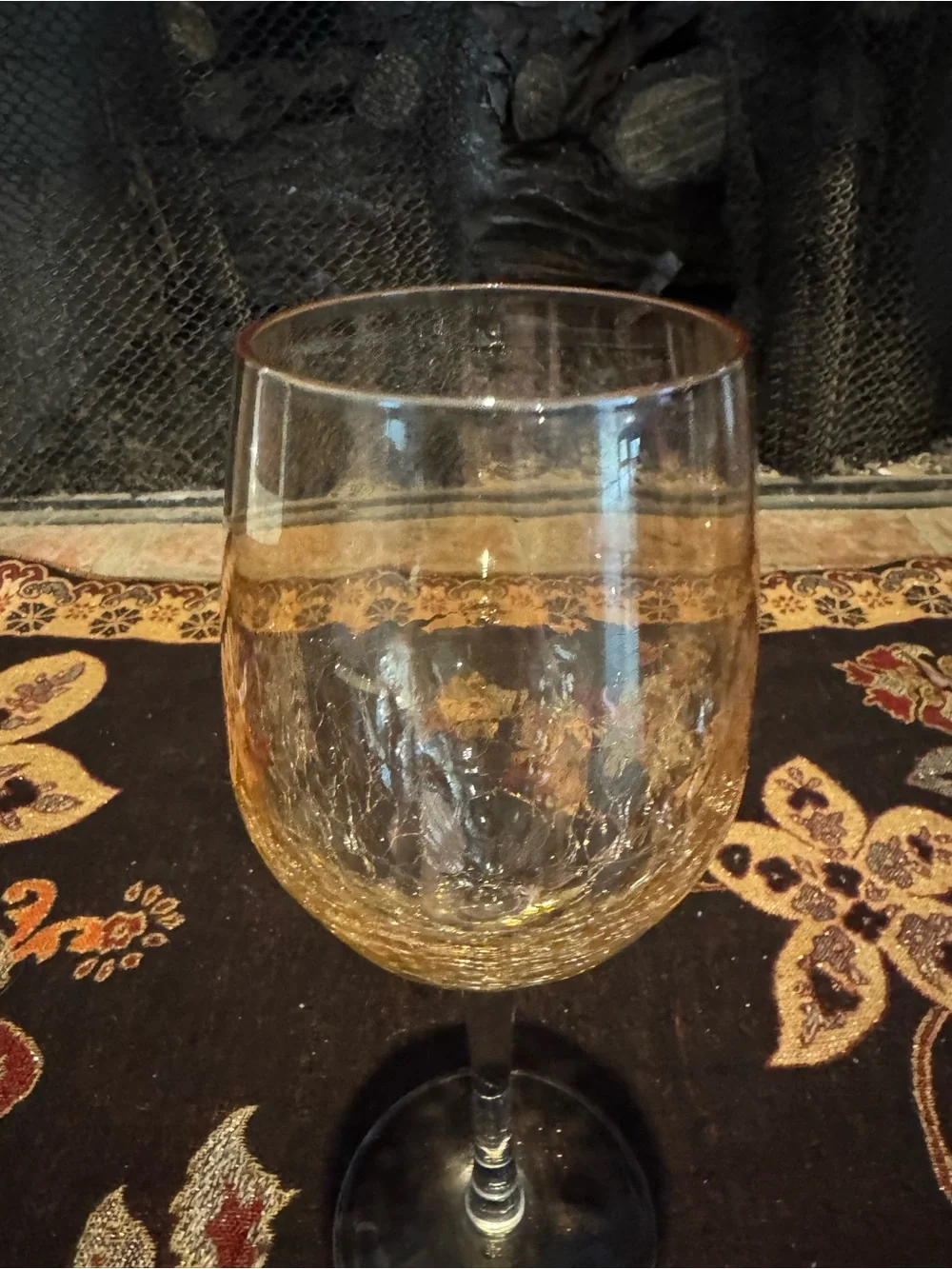 Pier 1 Imports amber crackle wine glass
